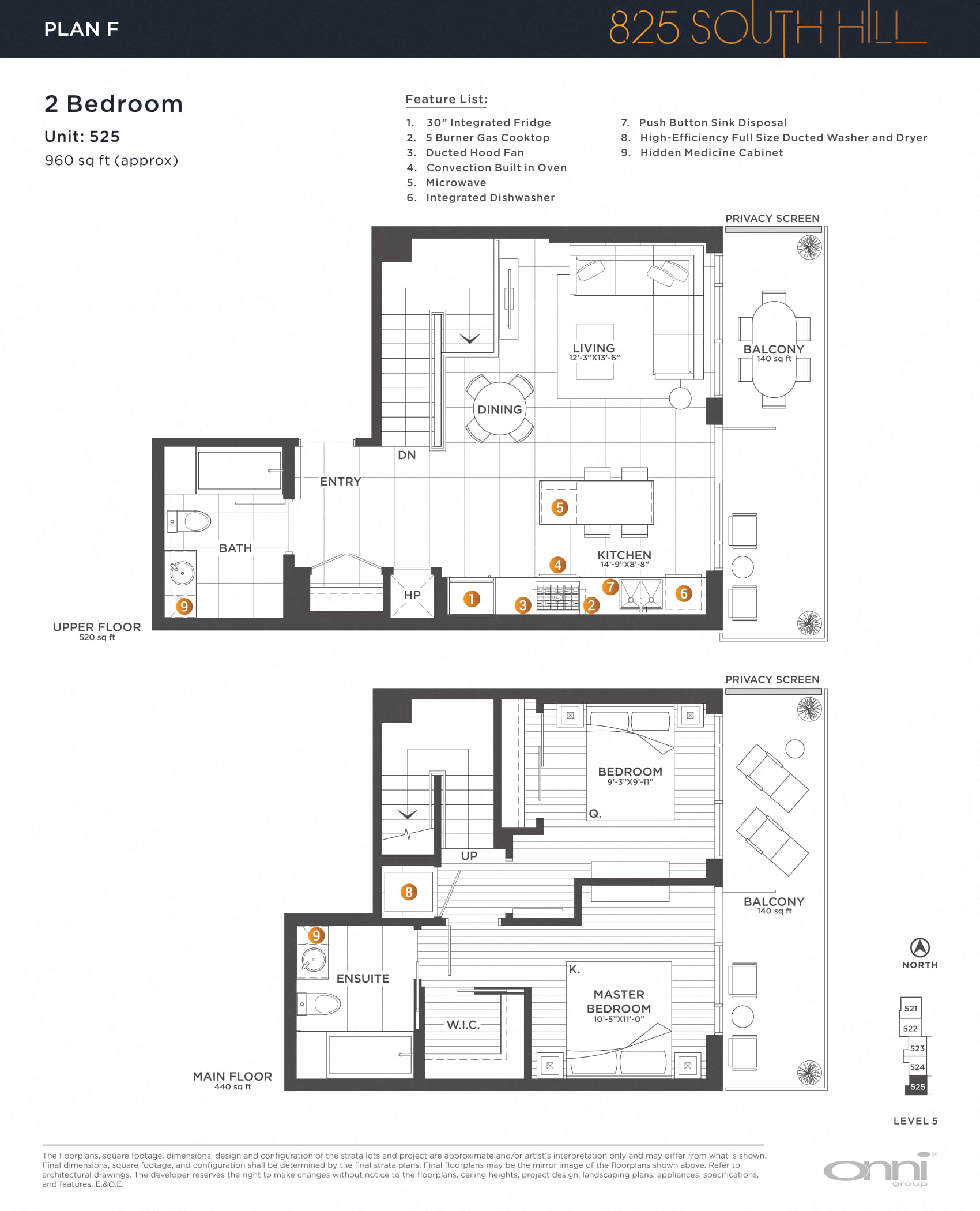Floor plan for 2 beds, 2 baths, 960 sqft